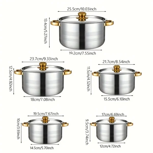 Ensemble de 5 casseroles en acier – Image 2
